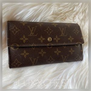 Louis Vuitton Porte Tresor canvas monogram wallet card slots snap flap long .